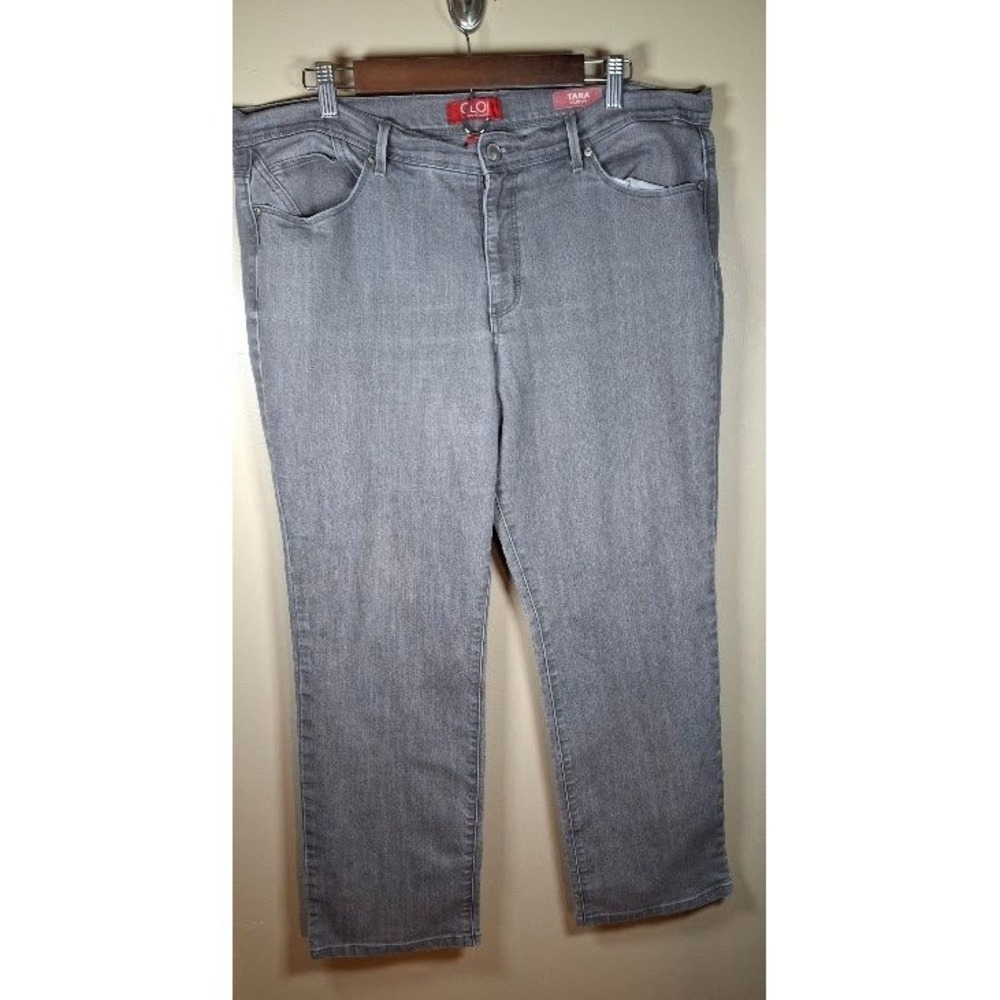 GLO Gloria Vanderbilt Tara Curvy Jeans Gray Straight Leg Size 18 Short